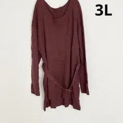 エンネア　長袖 トップス チェニック　薄手　ミニワンピース両サイドスリット　3L