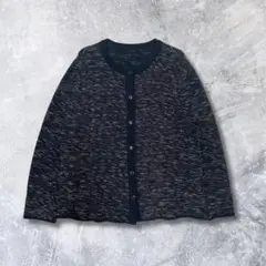 長袖カーディガン ニット セーター ウール混 ブラック カジュアル 9号