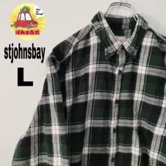 usa古着 stjohnsbay ネルシャツ　L グリーン　ホワイト　チェック