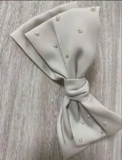 アイボリー パール装飾 リボンヘアクリップ ガーリー フレンチガーリー 清楚系