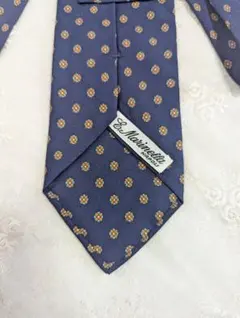 美品★マリネッラ　ネイビー　小紋柄　シルクタイ
