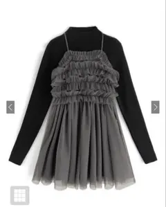 【GRL】フリルチュール×ニットミニワンピースセットアップのサムネイル