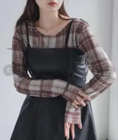 kastane チェックシアープルオーバー