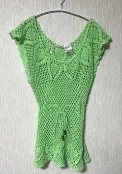 no boundaries グリーンニットトップス⭐︎古着屋購入