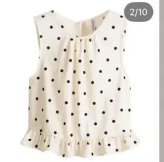 （最終お値下げ）H&M フリルトリムトップス ドット h&m