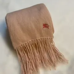バーバリーブルーレーベル ピンク フリンジ付きマフラー ホース刺繍のサムネイル