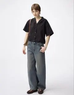 GUバレルレッグ デニムパンツ Sサイズ