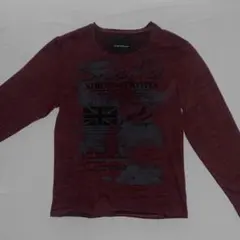 ダークレッドのアーカイブ風ロングスリーブTシャツ Y2K Grunge