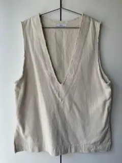 ディスコート　discoat コットンフリンジ　深Vベスト　白　オフホワイト