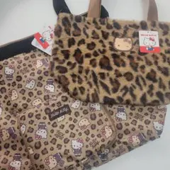 2個セット　ハローキティ ヒョウ柄 トートバッグ　日焼けキティ　ファートート