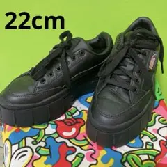 PUMA スニーカー 厚底 22cm 黒 ピンク
