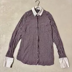 【ザラウーマン】クレリックシャツ（S）ボタンダウン チェック柄 長袖 クラシカル