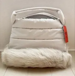 【新品未使用】ファーバッグ オフホワイト ハンドバッグ