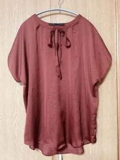 未使用★ZARAドット柄リボン付きブラウス