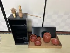 茶道具セット 竹製・陶器 収納棚付き