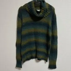 【 L 】ストライプ タートルネック セーター ニット