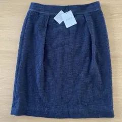 PLST/新品ストレッチツイードジャージコクーンスカート（L）（ネイビー）