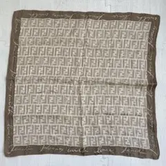 貴重人気 FENDI フェンデイ　シルク　レア　ズッカ柄　大判ハンカチ　スカーフ