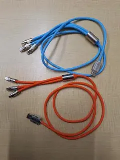 USB シリコン充電ケーブル 3in1 LED付き2本セット　1.2メートル