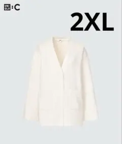 新品ユニクロ　ソフトニットVネックフレアスリーブカーディガン2XL オフホワイト