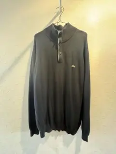 Lacosteラコステ　ニット　ハーフジップボタン　カジュアル　ボタンニット　黒