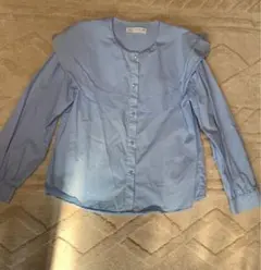 ZARA水色フリル付き長袖シャツ 11-12 （152㎝）