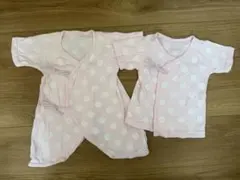 ピンク 水玉 ベビーコンビ肌着 短肌着セット50-60cm 綿100%