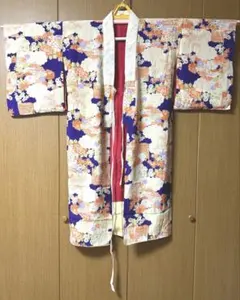 長襦袢 アンティーク 柄物 襟付 裏地赤