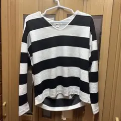 niko and ... ストライプ 長袖Tシャツ 太ボーダー Vネック M