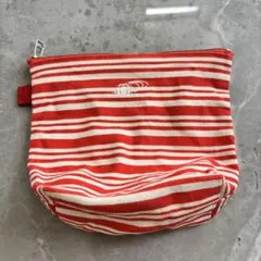 BEAMS 倉敷帆布 ボーダー ポーチ レッド