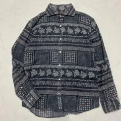 美品PAIKAJI パイカジ アロハシャツLかりゆし 日本製 沖縄 ブルー白花