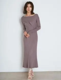 値下げ！【美品】SNIDEL アシメワイドリブニットワンピース