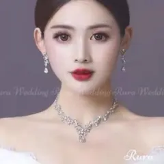 高品質ジニコニア2点セット❣️ネックレス&イヤリング結婚式ブライダルウェディング