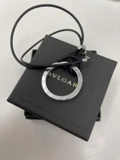 ス*ン様 BVLGARI ブルガリ キーリング シルバー ネックレス 革紐付き