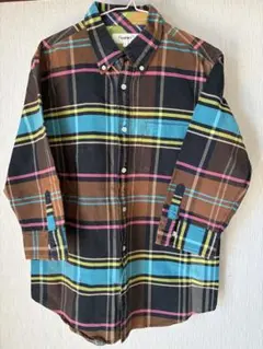 トミー　TOMMY メンズ　シャツ　古着　チェック柄　ビビッドカラー　ブラウン