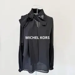 MICHELKORSマイケルコース/シフォン 棒タイブラウス　ブラック　シャツ