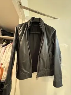 【美品】ESTNATION 黒 レザージャケットパンチングレザー　スタンドカラーのサムネイル