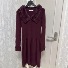 ギャラリービスコンティ　ファ付きニットロングカーディガン