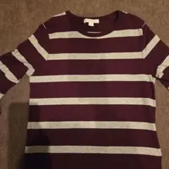 BURBERRY ボルドー/グレー ストライプ 長袖シャツ12size