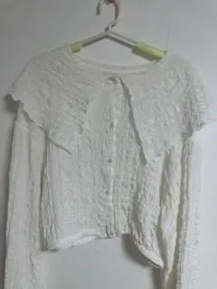 ehka sopo フリル レース ホワイト ブラウス