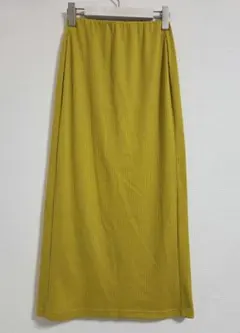 イエロー リブ タイトスカート スリット入り