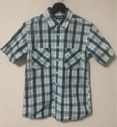 メンズ　半袖シャツ チェックシャツ　M