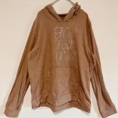 レア✨️SJS 秋デザイン パーカー L ラインストーン カエデ 茶 メキシコ製