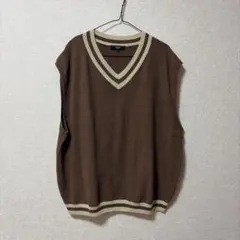 BEAMS HEART ブラウン Vネック ベスト L