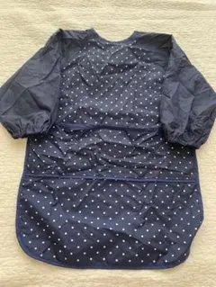 日本製　長袖　お食事エプロン　スタイ　水玉　前面防水　保育園や幼稚園に！