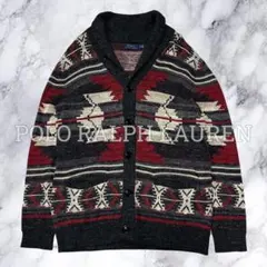 ポロラルフローレン ショールカラー カーディガン ネイティブ柄 コットン 綿