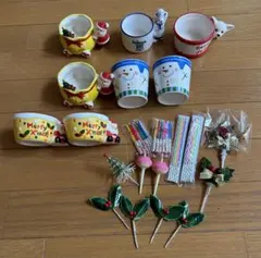 クリスマス サンタクロース デザートカップ 8個　ピック9個　ろうそく4個セット