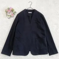 美品★ 【AuieF】 ノーカラージャケット （M） ブラック