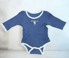 (お買い得)ネイビー ベアプリントロンパース(肌着)