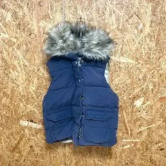 RALPH LAUREN ダウンベスト 綿混在 ネイビー レディース XS相当